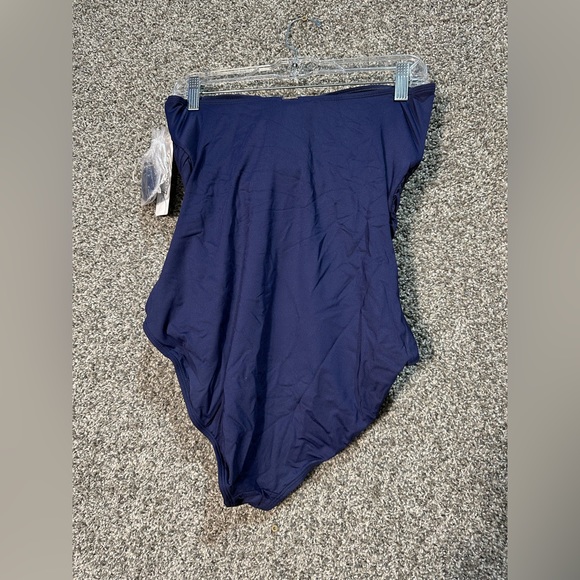 NWT Anne Cole Standard Twist Front Shirred One Piece Swimsuit Size 14 - Picture 4 of 6